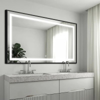 Зеркало в ванну с подсветкой в черной рамке Люмиро 120х80 см